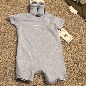 Nike Light Blue Infant Bodysuit with Socks
